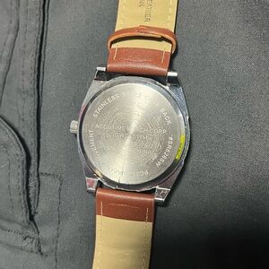 Brown Leather Strap Watch with Black Dial